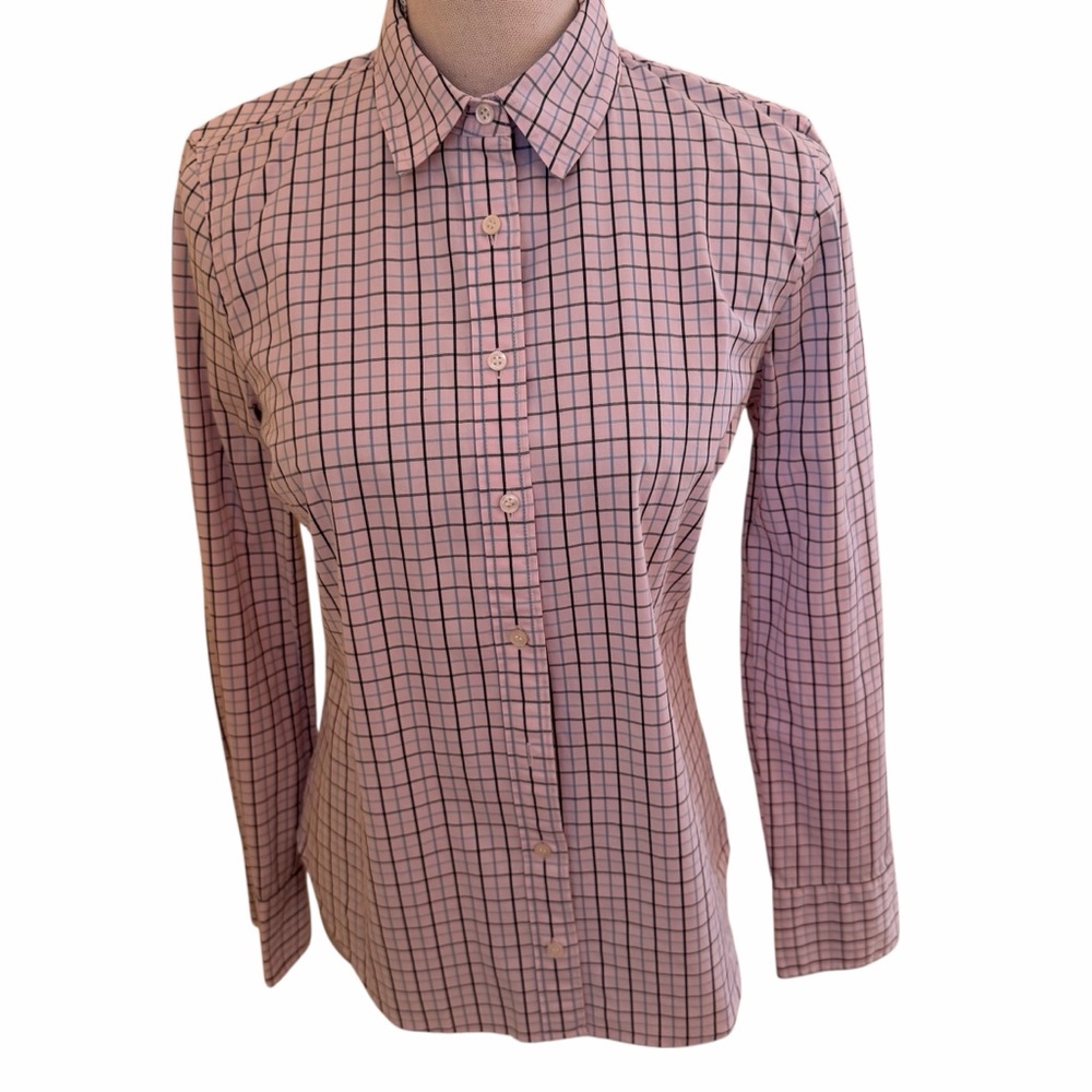 J. Crew 365 Pale Pink with Windowpane Check Stretch Cotton Button Down Shirt 6